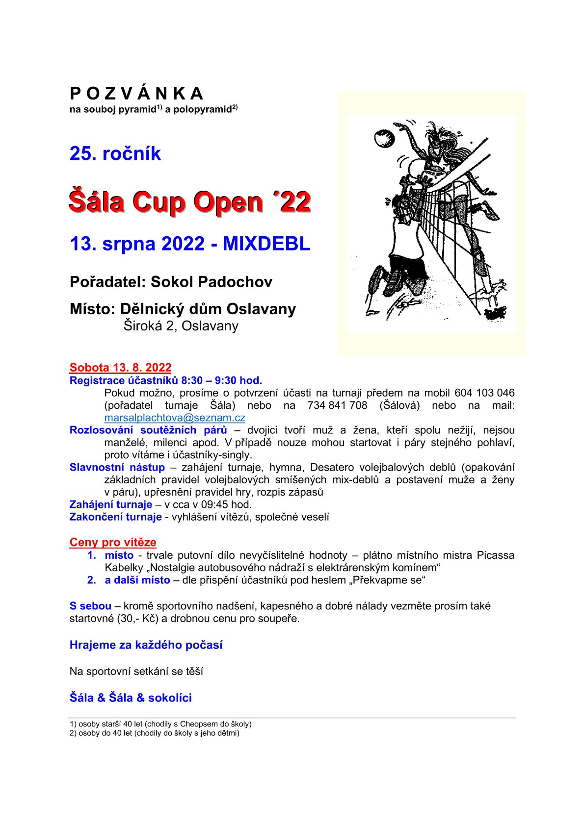 Šála CUP open - pozvánka 
